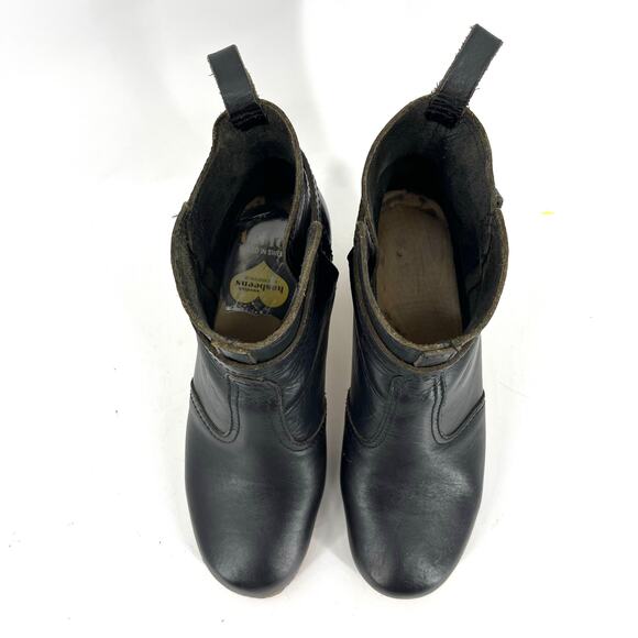 Hasbeens Swedish Black‎ Leather Women's Wooden Heeled Ankle Boot Buckle 40 - 9.5 - Picture 4 of 9